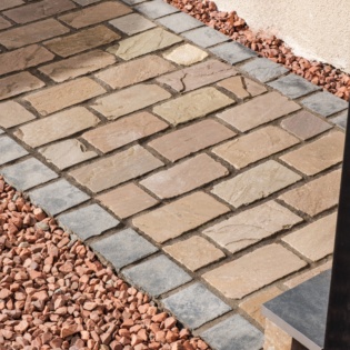 Natural Paving Cobblestone Meadow and Ebony Pathway Close Up